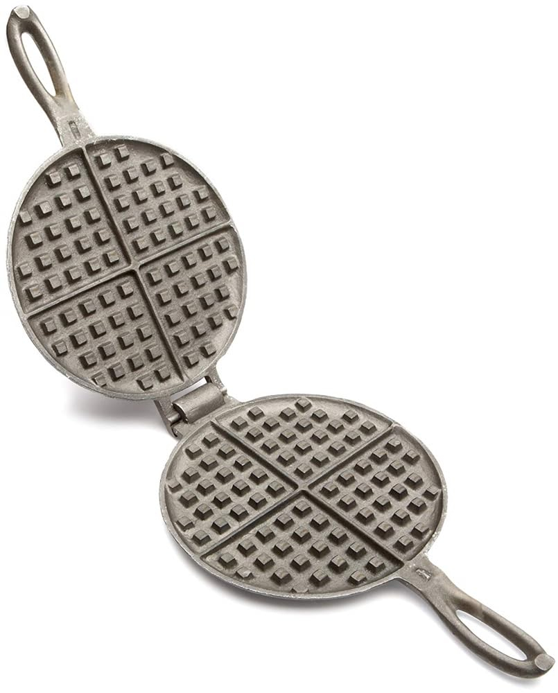 Traditional Round Black Cast Iron Waffle Maker