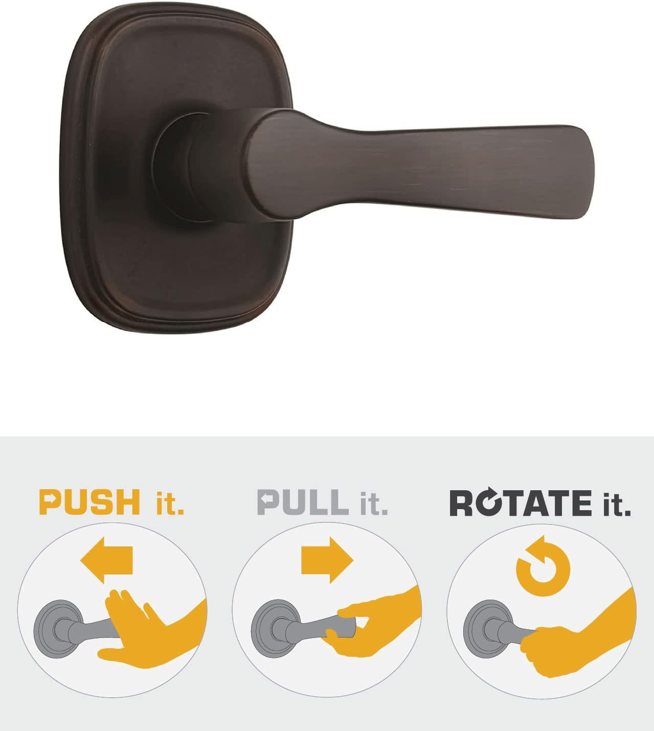 BRINKS - Alwood Push Pull Rotate Hall and Closet Door Knob, Tuscan Bronze - Door Lock That Opens Hands-Free with a Push, a Pull Or by Rotating