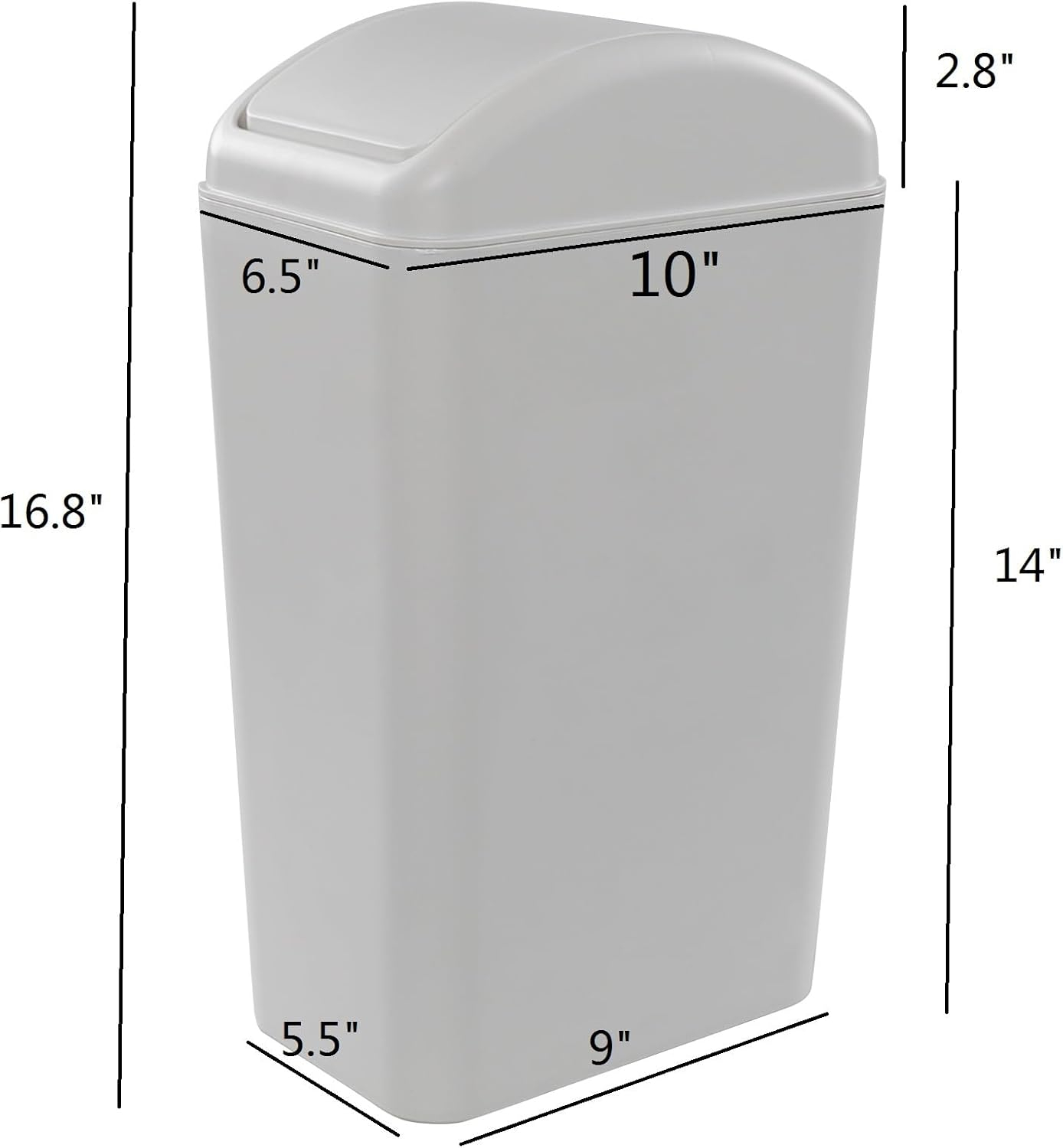 Obstnny 14L Slim Plastic Trash Can for Narrow Spaces at Home or Office, Kitchen, R