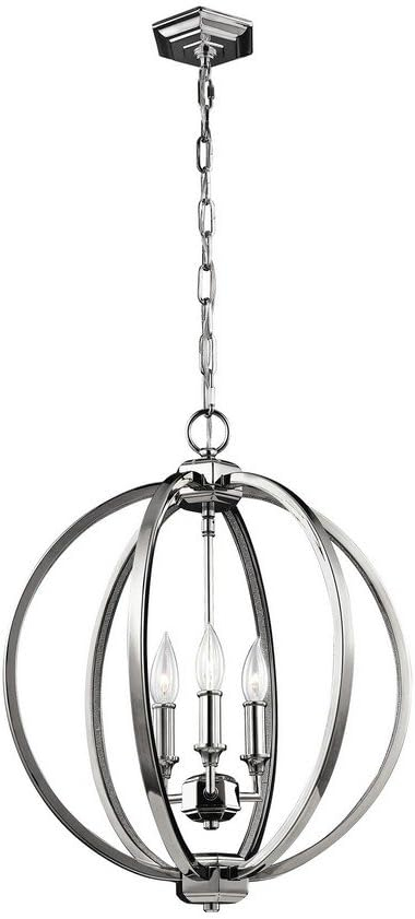 Corinne Polished Nickel 3-Light Crystal Globe Pendant