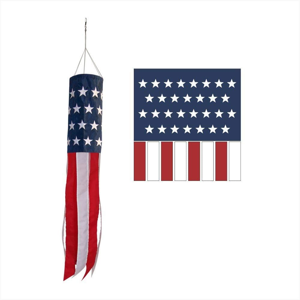 Bouanq American Flag Windsock US Stars and Stripes Patriotic Outdoor Hanging with 4th of July Decoration