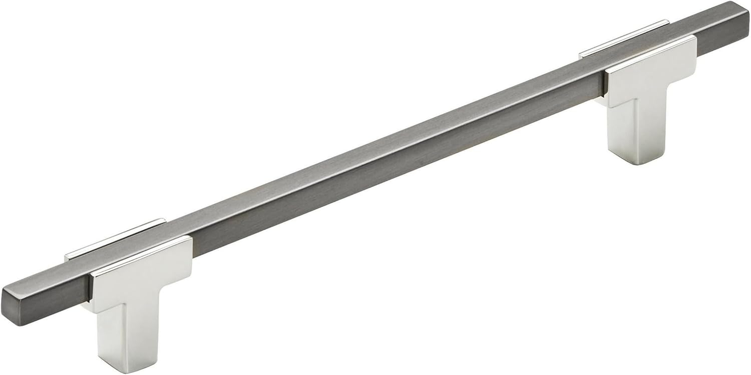 Amerock Urbanite 6-5/16 inch (160mm) Center-to-Center Polished Chrome/Black Chrome Cabinet Pull