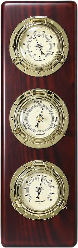 Ambient Weather WS-GL032 Porthole Collection Weather Center with Thermometer, Hygrometer, Barometer