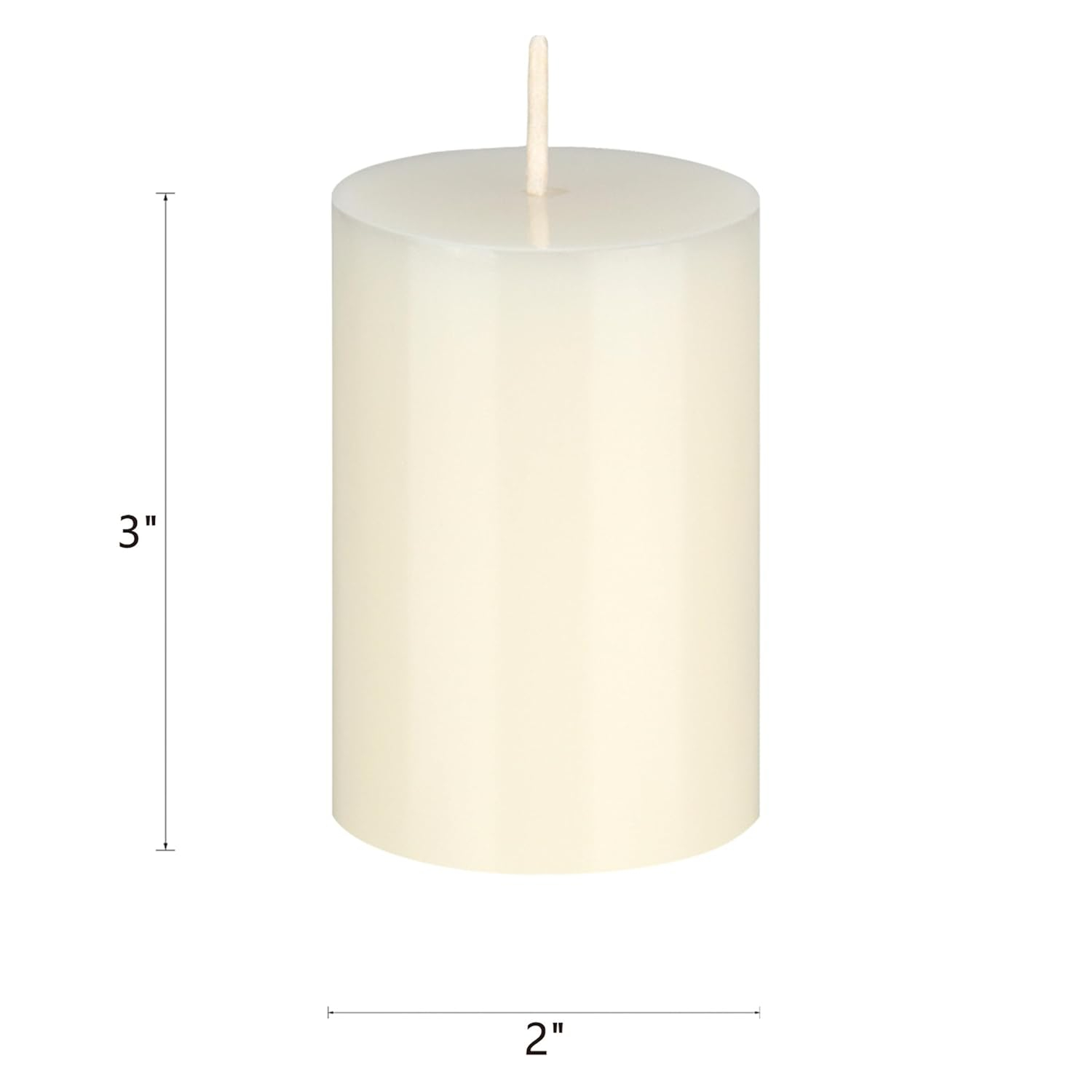Mega Candles 3 pcs Unscented Ivory Round Pillar Candle, Hand Poured Premium Wax Candles 2 Inch x 3 Inch, Home Décor, Wedding Receptions, Baby Showers, Birthdays, Celebrations, Party Favors & More