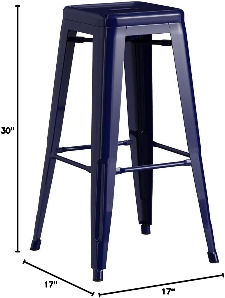 Loft Series Contemporary 30" Blue Metal Stackable Bar Stool