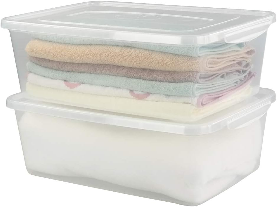Sterilite 16 Quart Basic Clear Storage Box with White Lid (Pack of 2)
