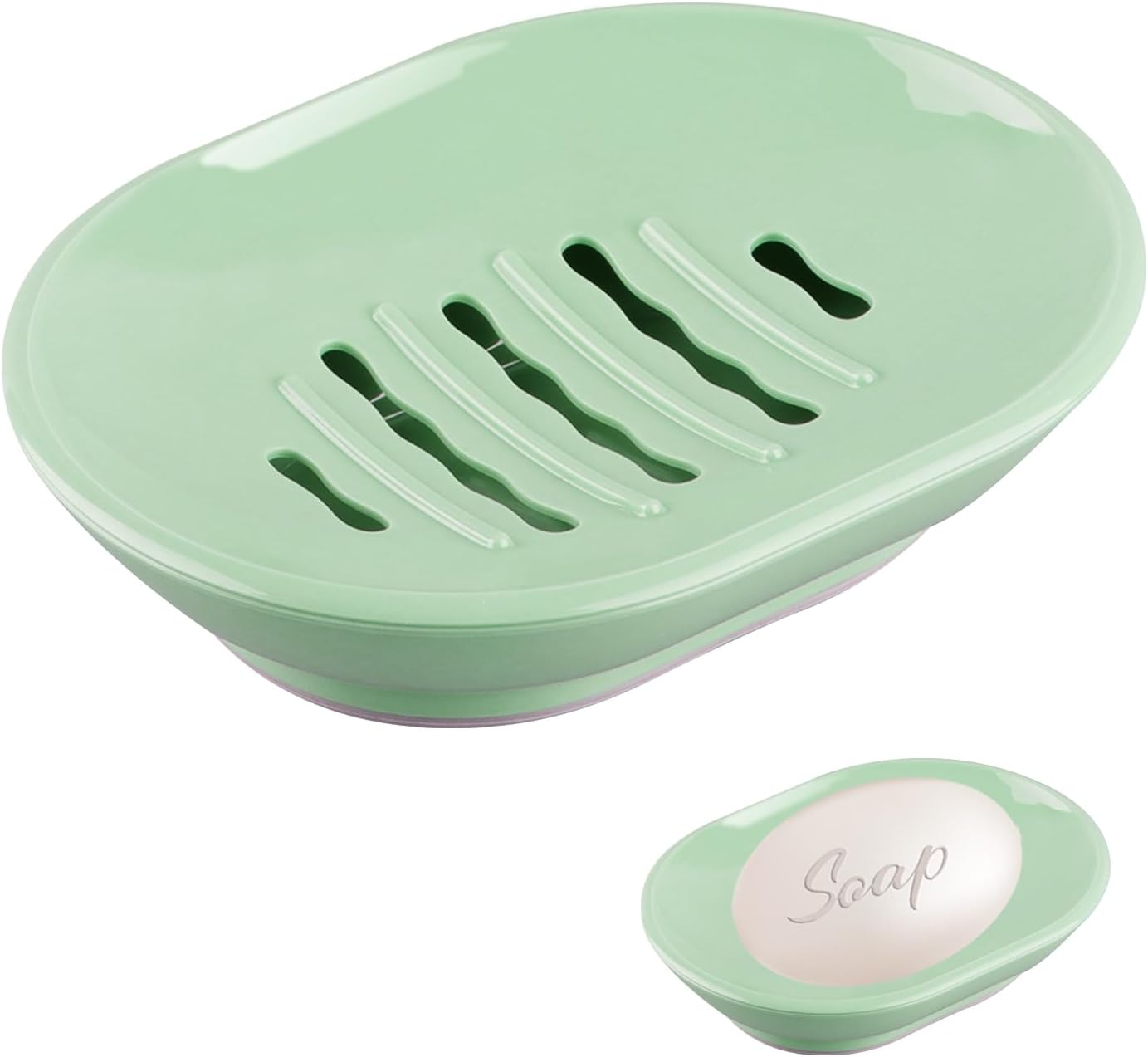 2 Pack Soap Dish with Drain Soap Holder, Easy Cleaning Soap Saver Dry Stop Mushy Soap Tray for Shower Bathroom Kitchen
