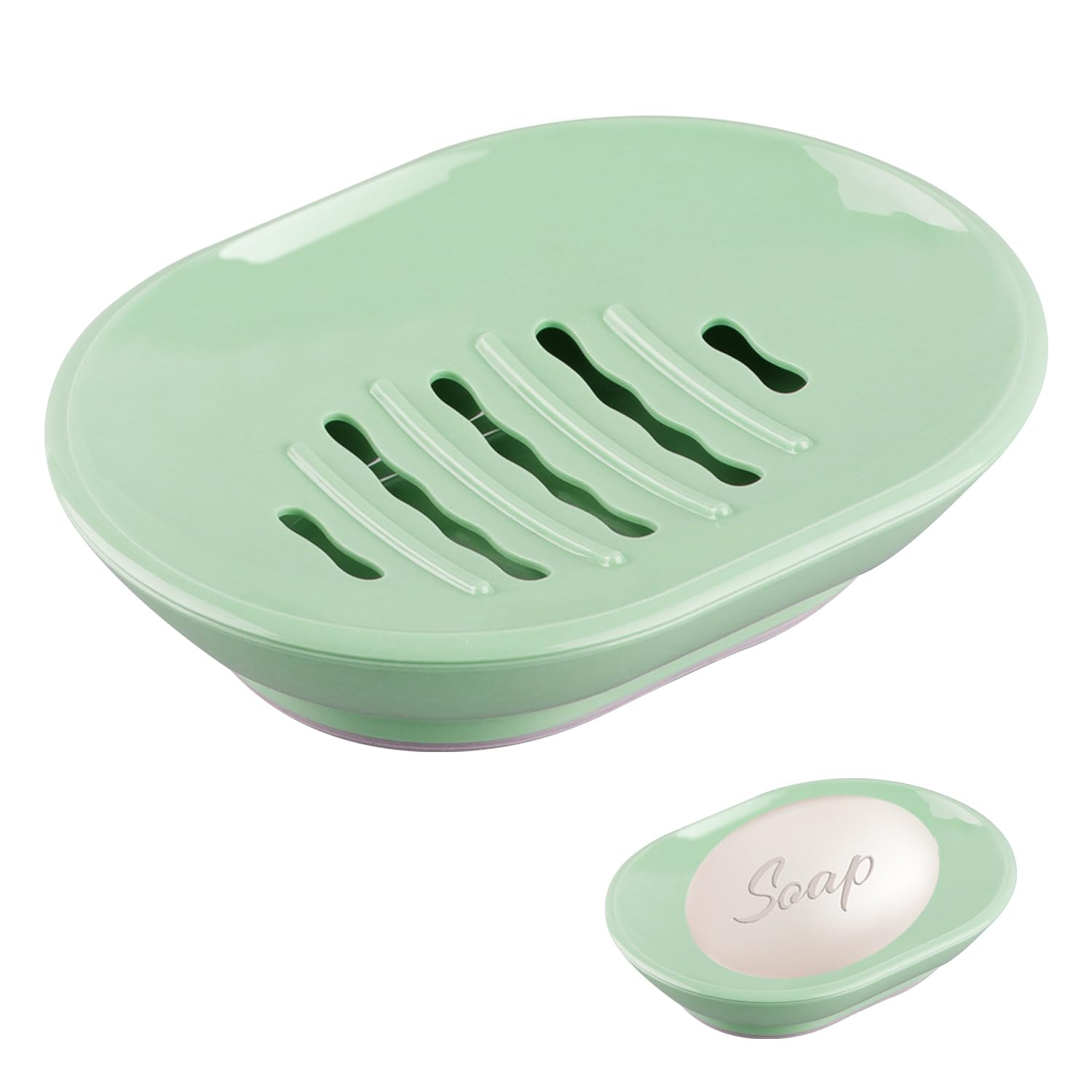 2 Pack Soap Dish with Drain Soap Holder, Easy Cleaning Soap Saver Dry Stop Mushy Soap Tray for Shower Bathroom Kitchen