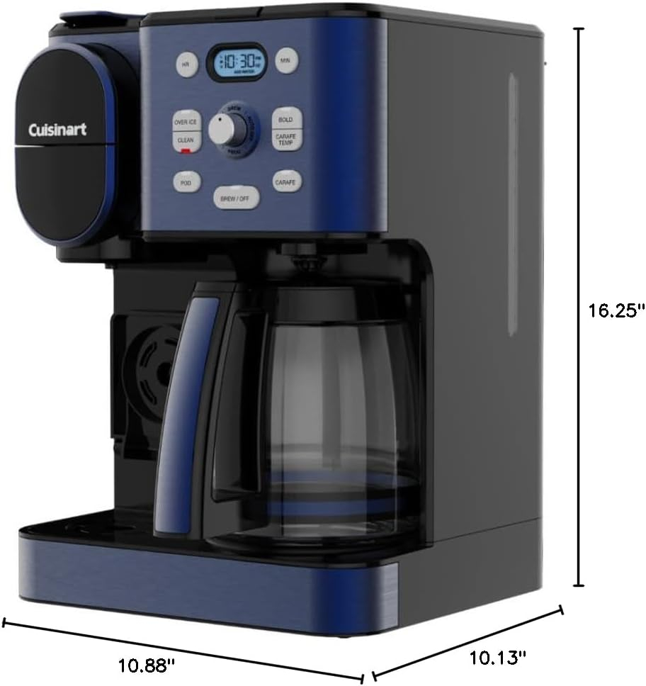Cuisinart SS-16 Coffee Center 2-in-1 Coffeemaker and Single Serve Combo Brewer, Navy Blue