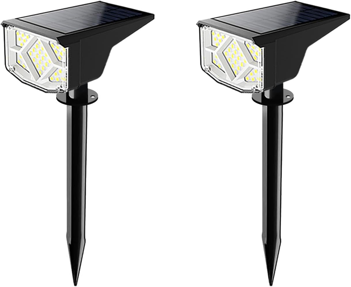 4 Pack Solar Spotlight Outdoor, 64 LEDs 1000 lumens Solar Outdoor Lights Waterproof, IP66 Solar Lights Outdoor Waterproof Landscape Spot Lights Wall Garden Lights for Yard Outdoor Solar Lights