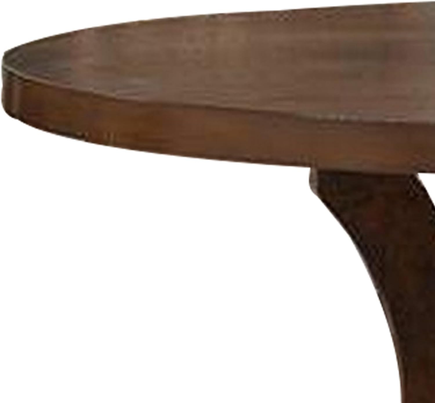 Benjara Neci 54 Inch Round Dining Table, Classic Pedestal, Painted Distressed Brown