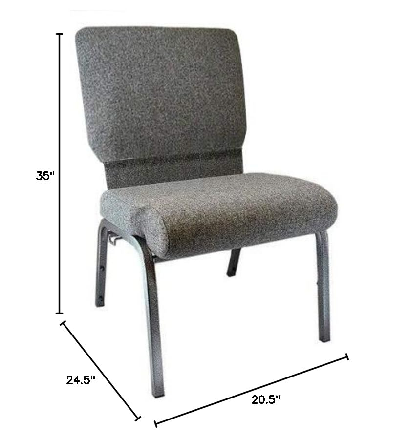 Charcoal Gray Metal Frame Armless Stacking Chair with Padded Seat