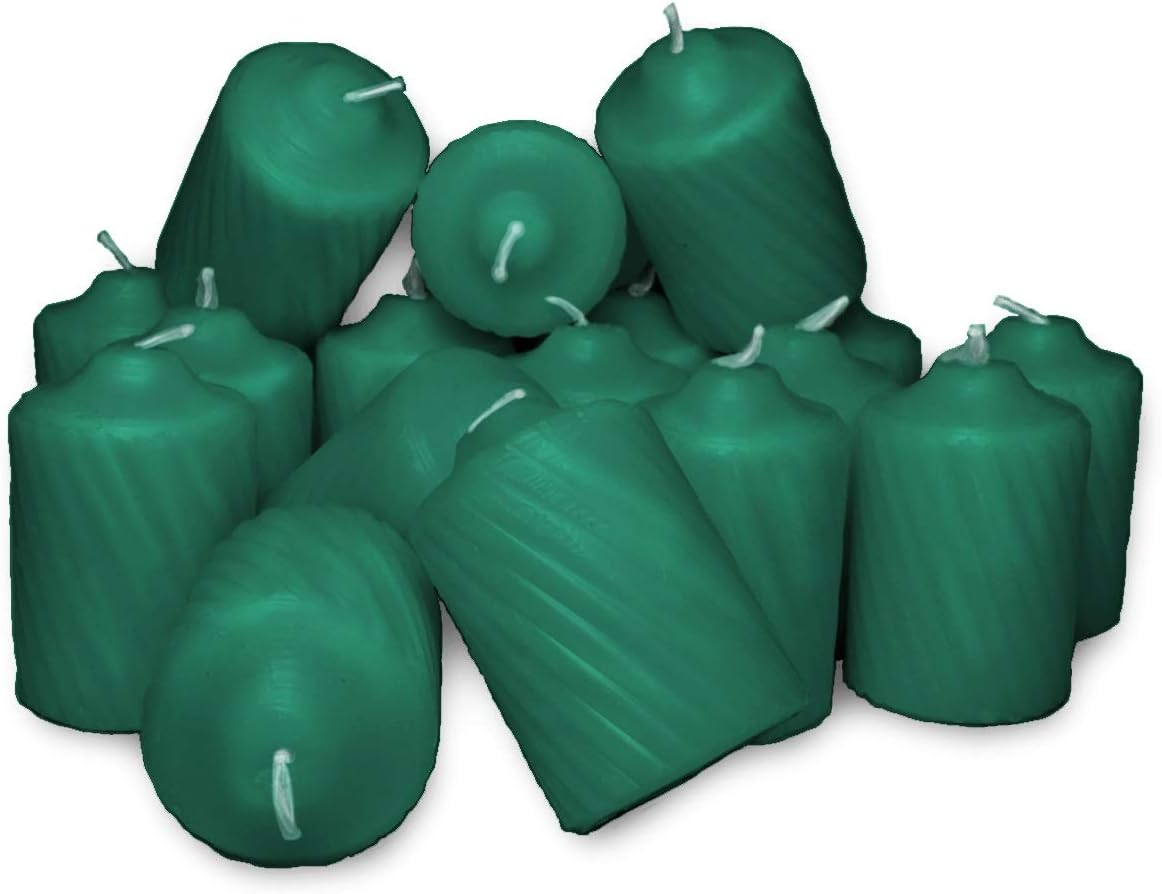 Green Pine Scented Votive Candles - 15 Hour Long Burn Time - Textured Finish - Box of 20