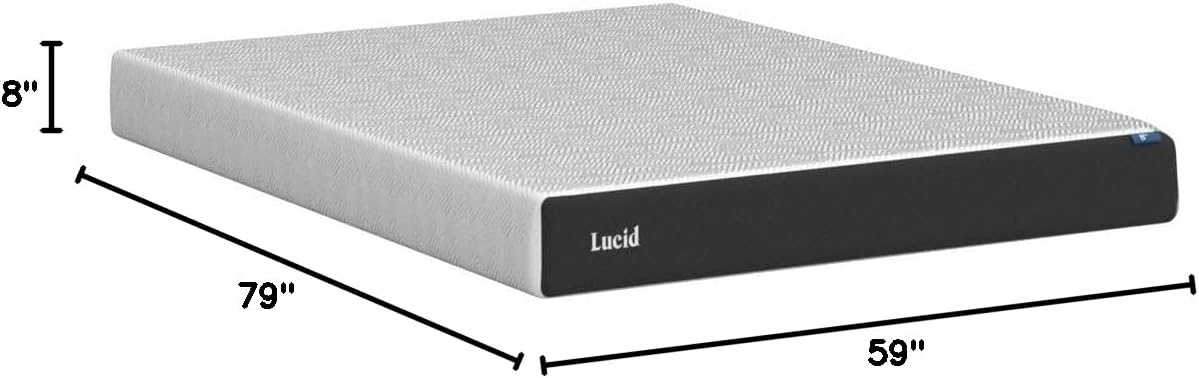Lucid 8 Inch Queen Mattress - Plush Gel Memory Foam – Bamboo Charcoal Foam –Gel Infused- Hypoallergenic Mattress