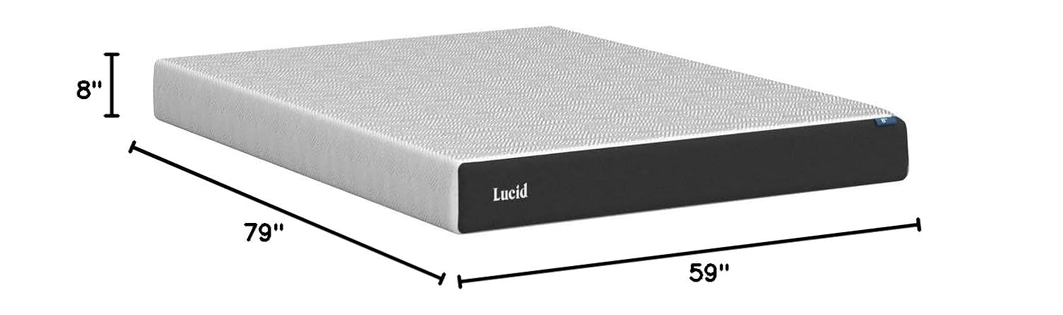 Lucid 8 Inch Queen Mattress - Plush Gel Memory Foam – Bamboo Charcoal Foam –Gel Infused- Hypoallergenic Mattress