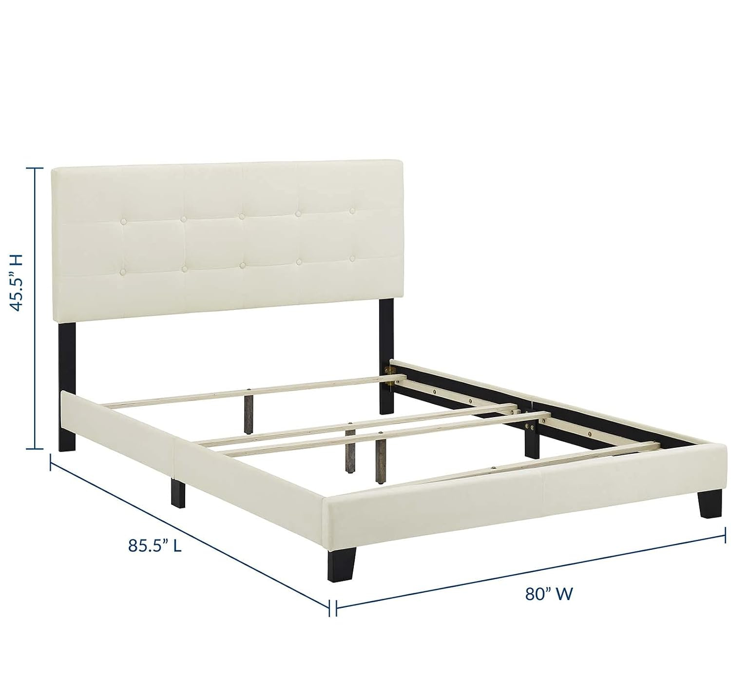 Modway Amira King Modern Style Performance Velvet Bed in Ivory