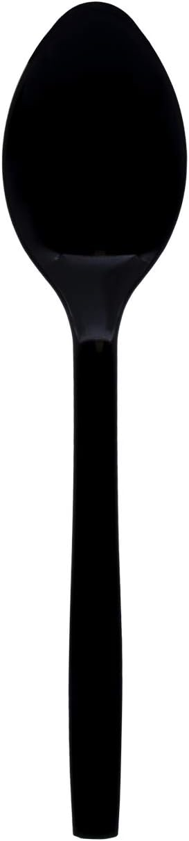 Party Essentials B9S-12/12 Black Plastic Serving Utensil, 9" Serving Spoons, 12 Count