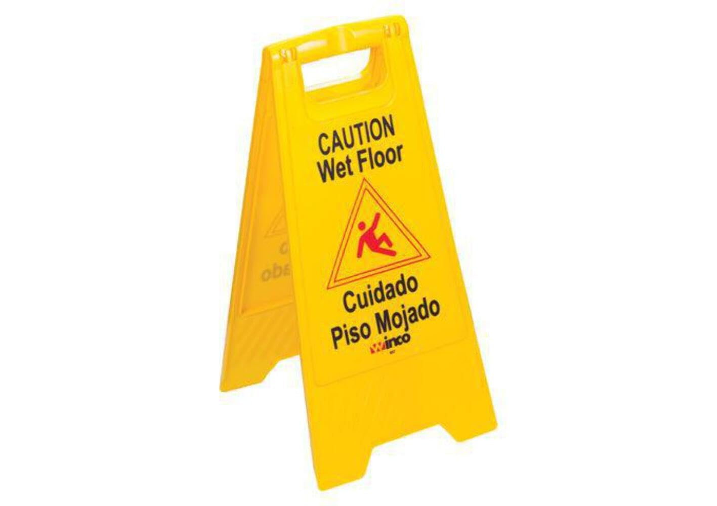 Yellow and Black Plastic Wet Floor Safety Sign, 25 Inches