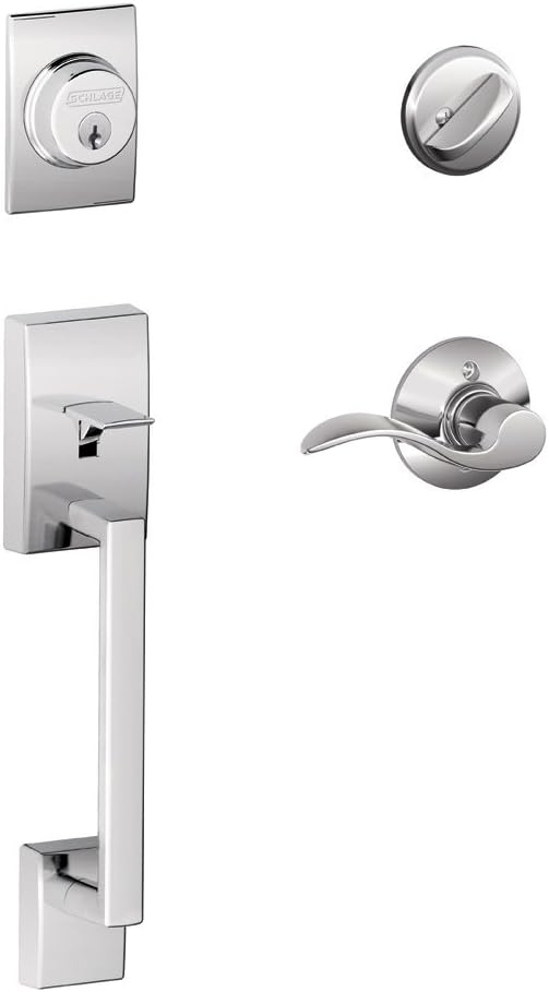 Bright Chrome Single Cylinder Handleset with Accent Lever