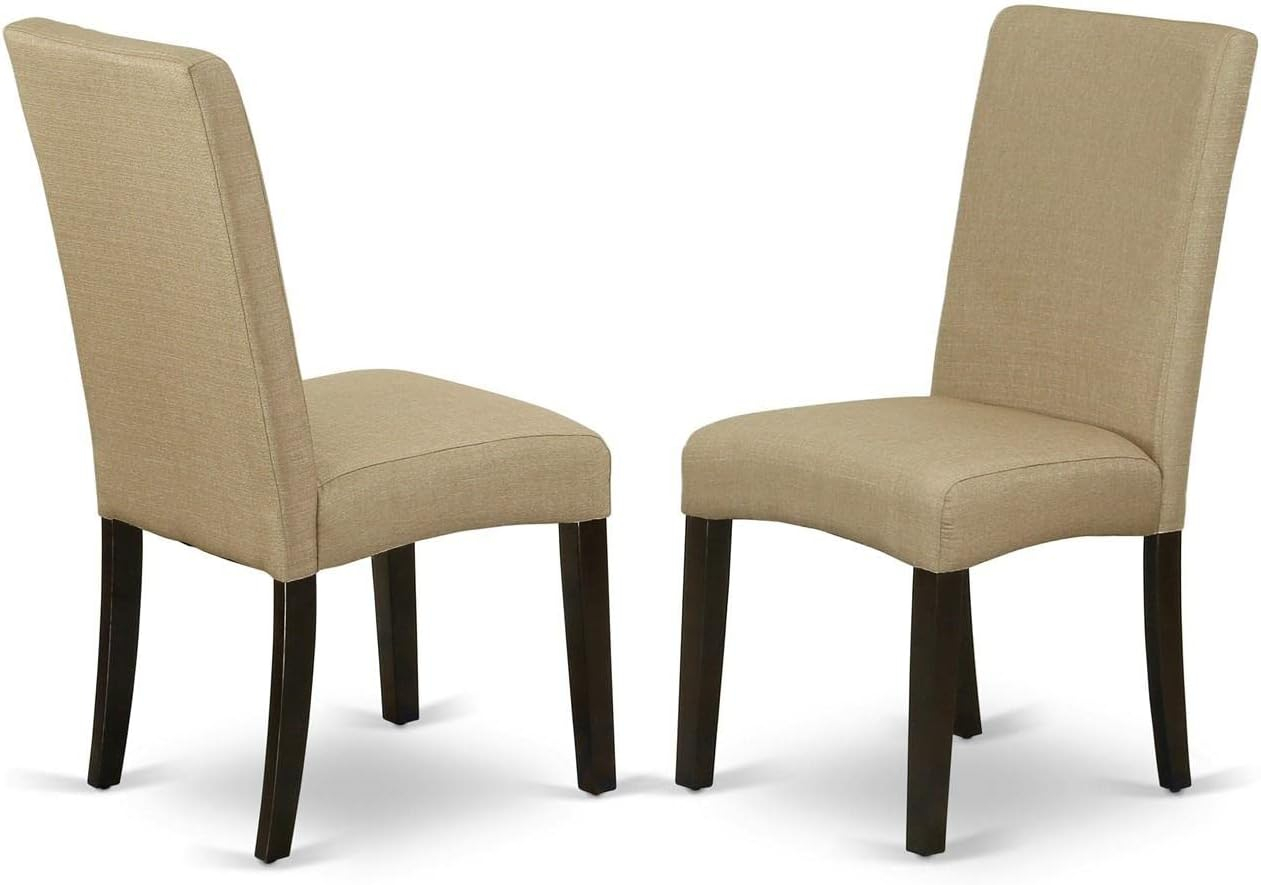 East West Furniture Driscol 39" Fabric Dining Chairs in Cappuccino (Set of 2)