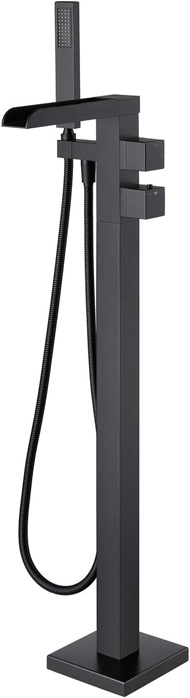 Chrome Freestanding Waterfall Tub Filler with Hand Shower