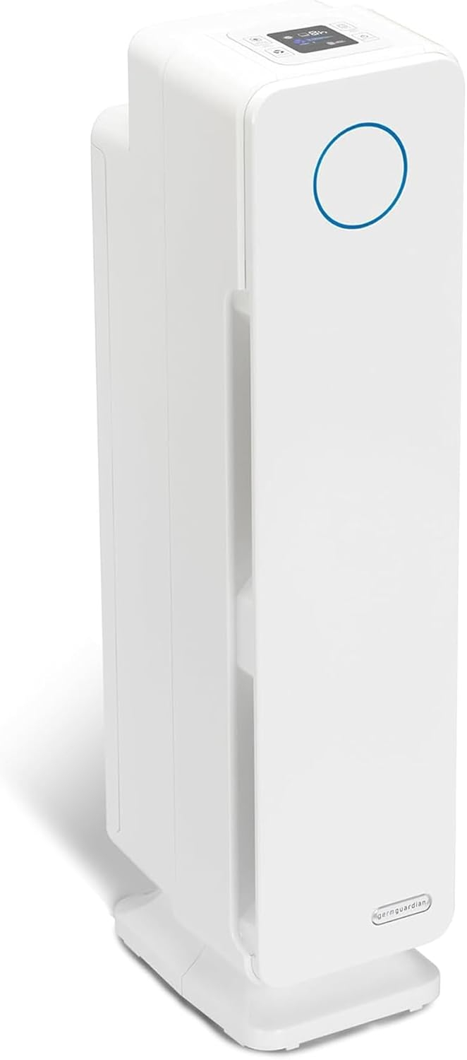GermGuardian 5-In-1 HEPA Air Purifier for Home, Pet Air Purifier with HEPA Air Filter & UV-C Light, AC4300BPTCA, 743 Sq. Ft., 22'' Tower, Black