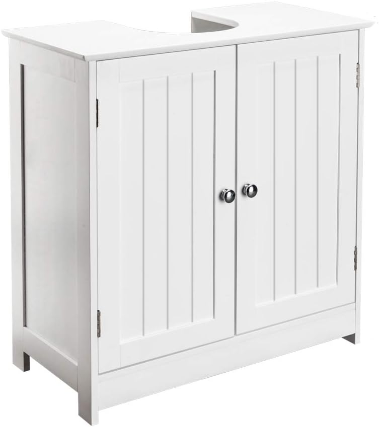 FCH Pedestal Sink, Storage Cabinets with Two Doors and Adjustable Shelves Under Sink Organizer Bathroom Vanity Storage White