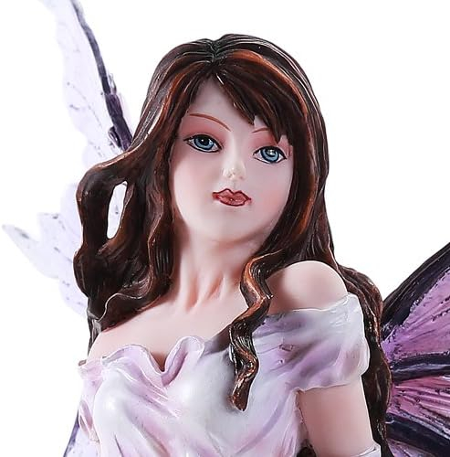 Pacific Giftware Purple Winged Fairy with Lone Wolf 10.5 Inch Collectible Figurine