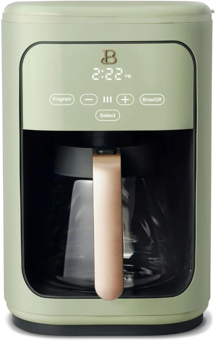 Beautiful 14-Cup Programmable Drip Coffee Maker with Touch-Activated Display, Sage Green by Drew Barrymore
