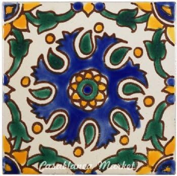 Casablanca Market Mediterranean 4'' x 4'' Hand Painted Ceramic Decorative Accent Tile