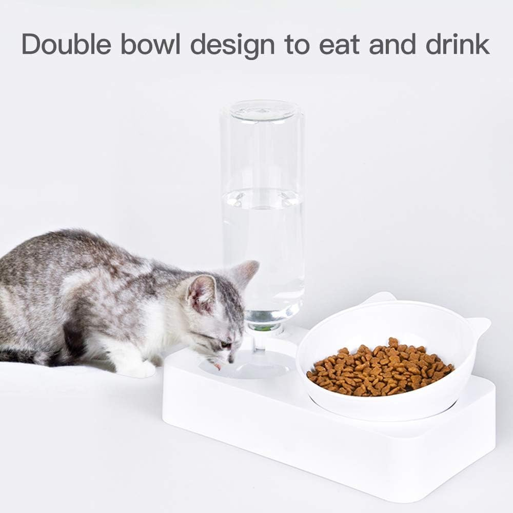 Marchul Tilted Cat Bowl Set for Food and Water, Food Feeding Raised Dishes for Puppies