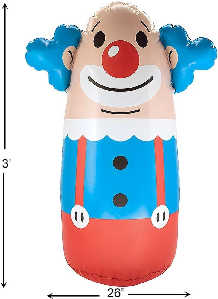 3-Foot Tall Inflatable Vinyl Clown Punching Bag for Kids