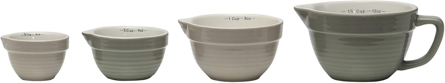 Creative Co-Op Tazas Medidoras en Forma de Recipiente para Rebozado en Grises (Juego de 4 Tamaños)