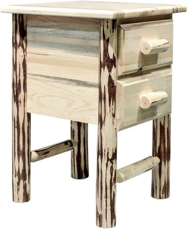 Montana Collection Nightstand with 2 Drawers, Clear Lacquer Finish
