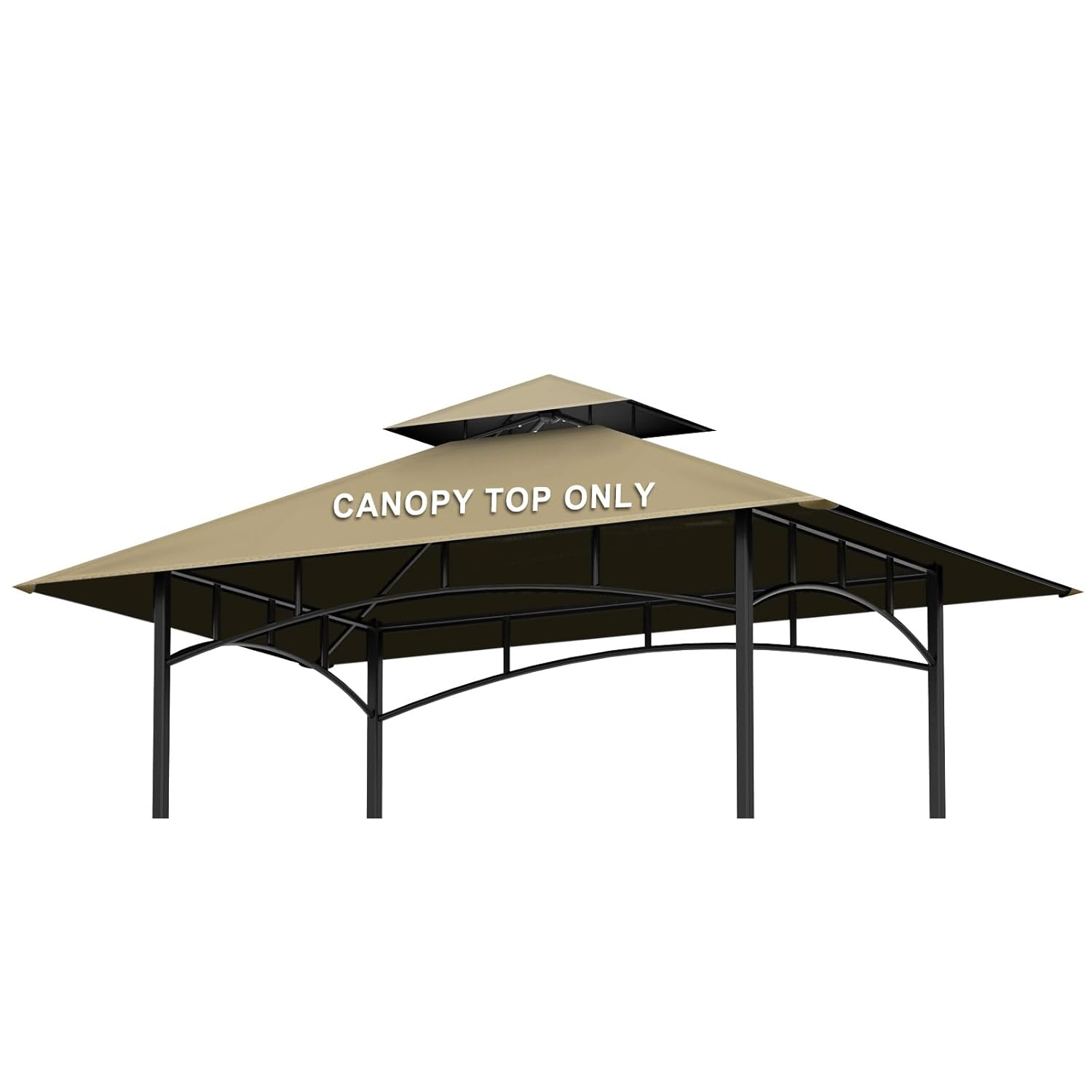 Grill Gazebo Replacement Top, 5 * 8 Outdoor BBQ Top Cover, Double Layer BBQ Gazebo Top Canopy for Model #L-GG001PST-F (Khaki)