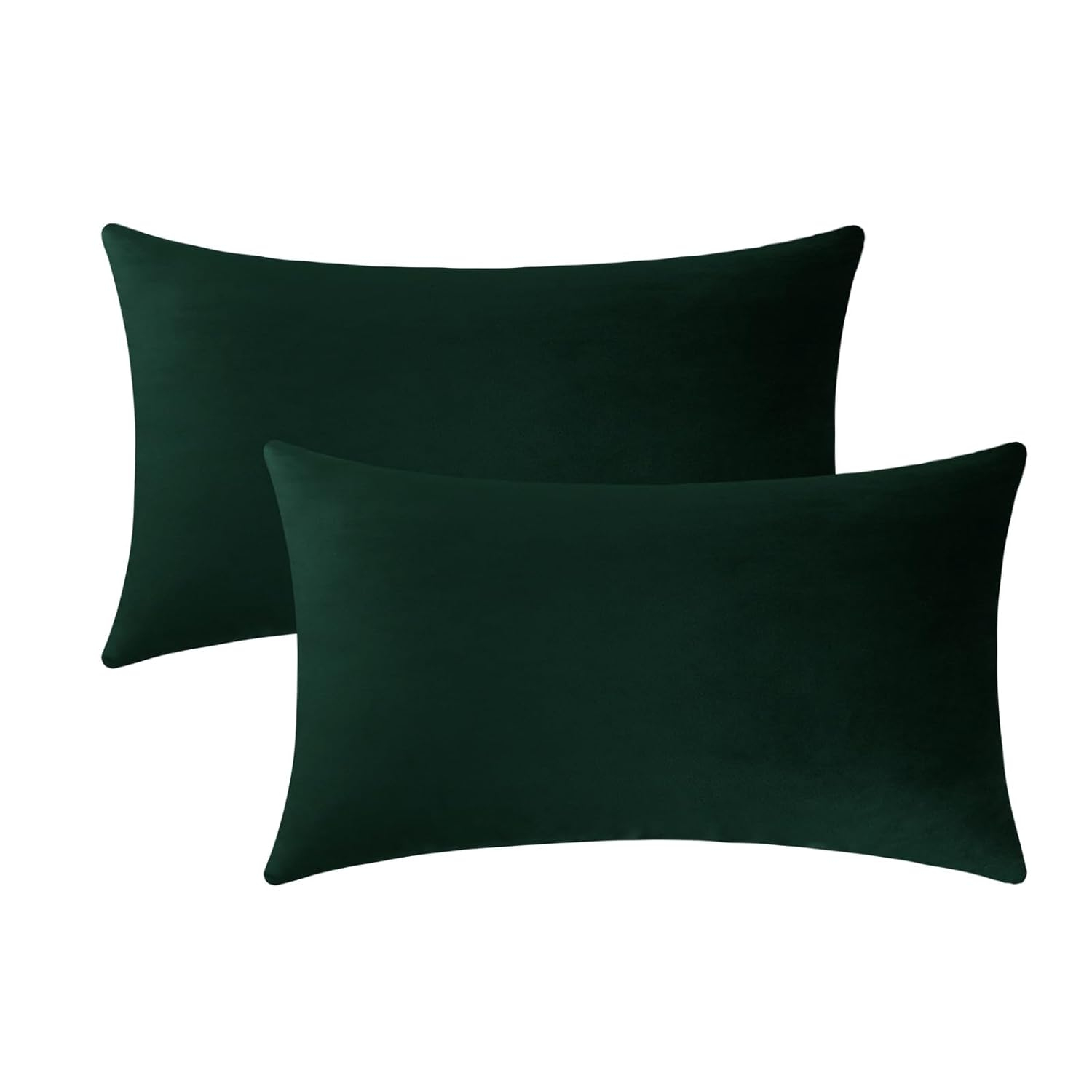 Jeneoo Set of 2 Decorative Throw Pillow Covers Soft Velvet Comfy Lumbar Couch Cushion Cover Decor (Army Green, 12 x 20 Inches)