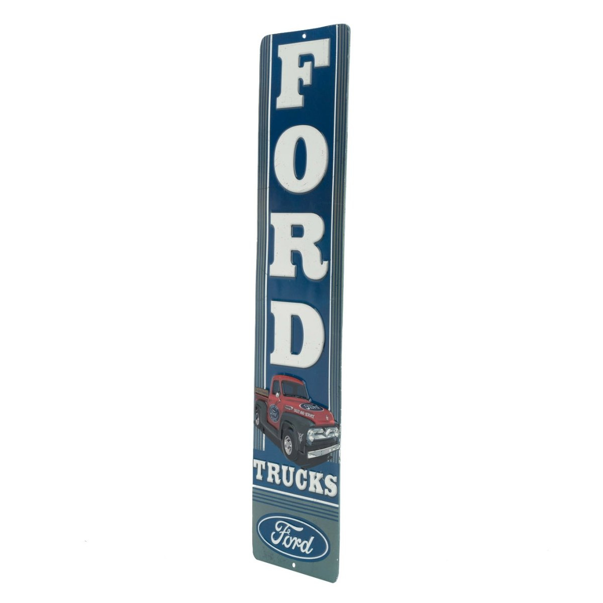 Ford Trucks Vertical Embossed Metal Sign - Vintage Ford Sign for Garage or Man Cave
