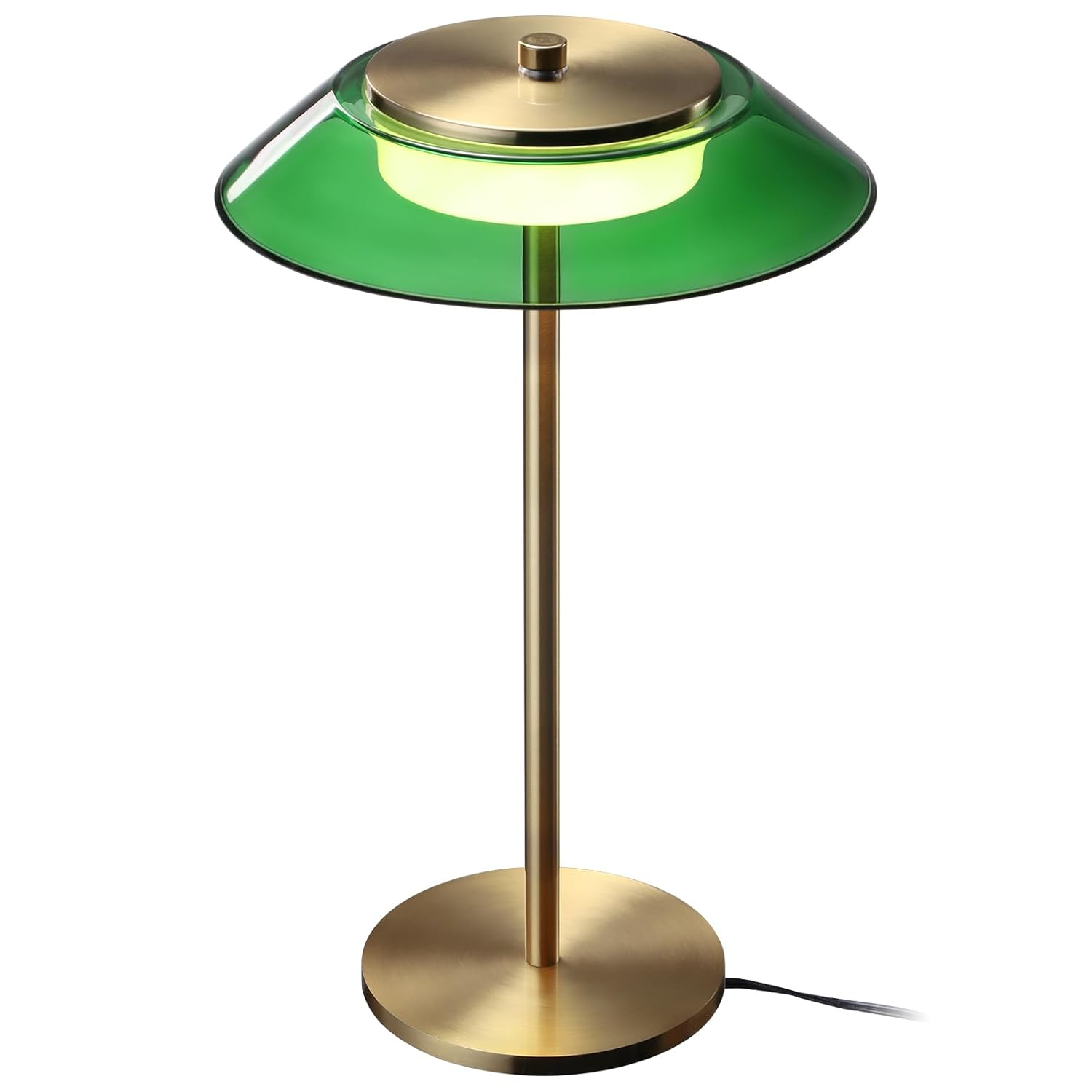 TORCHSTAR Green Glass Desk Lamps with Antique Brass Body, 330LM 3-Step Dimmable, 100-240V Integrated LED Table Lamp for Bedside Living Room, ETL&UL Listed, 3000K Warm White