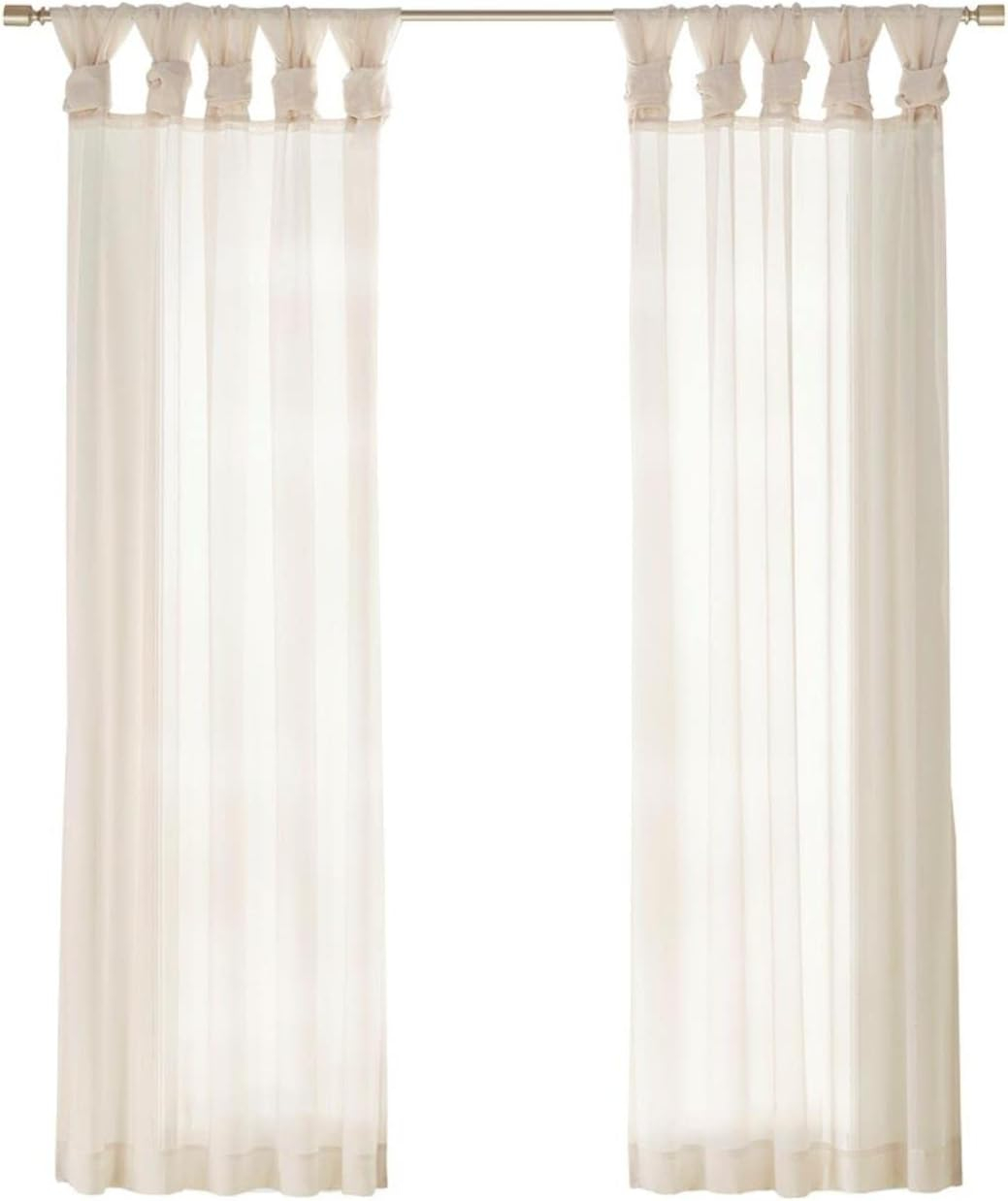 Madison Park Ceres Twisted Tab Voile Sheer Window Pair in Ivory 84" Panel