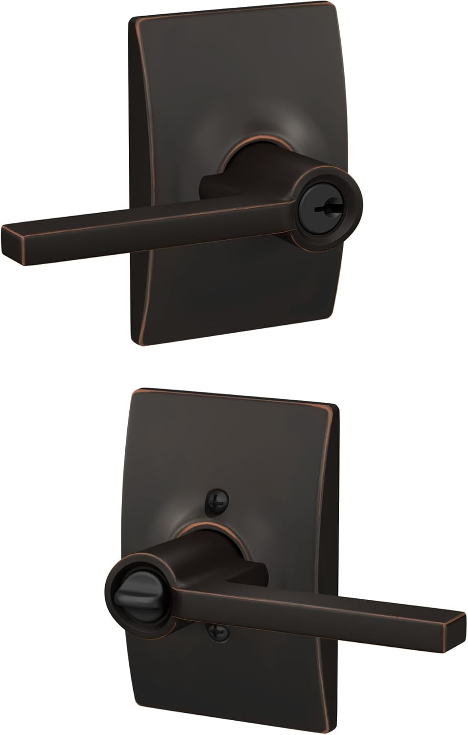 SCHLAGE F51A LAT 716 CEN Latitude Lever with Century Trim Keyed Entry Lock, Aged Bronze