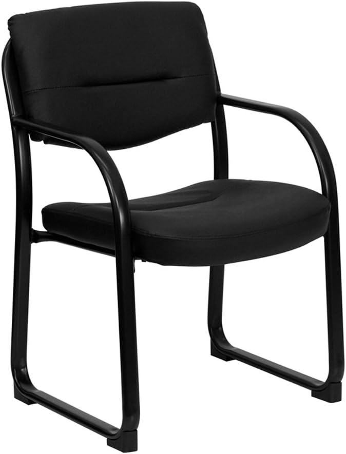 Flash Furniture Black LeatherSoft Executive Side Reception Chair with Sled Base