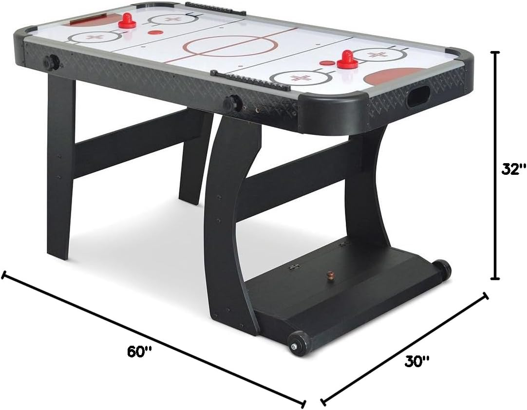 Black Foldable Air Hockey Table with PVC Rails
