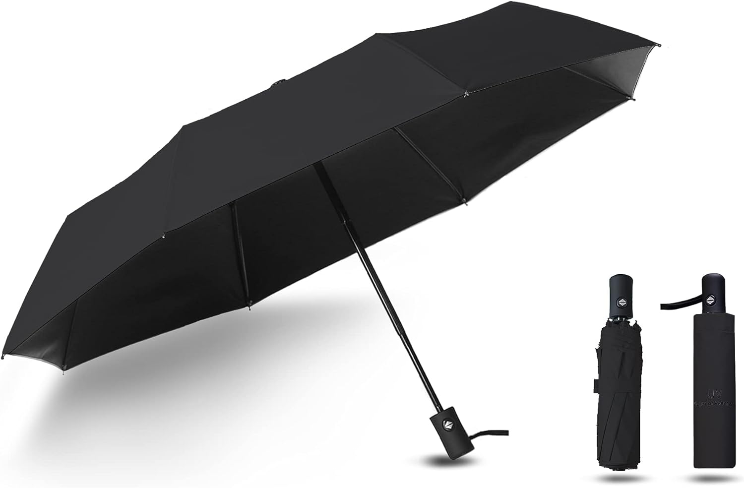 THINK STUDIO Paraguas de Viaje a Prueba de Viento, Paraguas Plegable de Mochila Portátil Compacto y Ligero con Cierre Automático