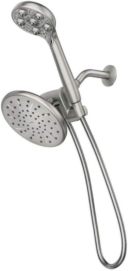 HydroRoller Massage 3-Spray 7.5 in Dual Handheld Shower Head with Body Spray in Spot Resist Brushed Nickel