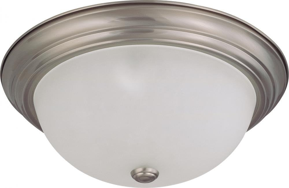 XylehR 60/3263 Flush Mounted Dome Light Fixture, 15", Brushed /Frosted Glass