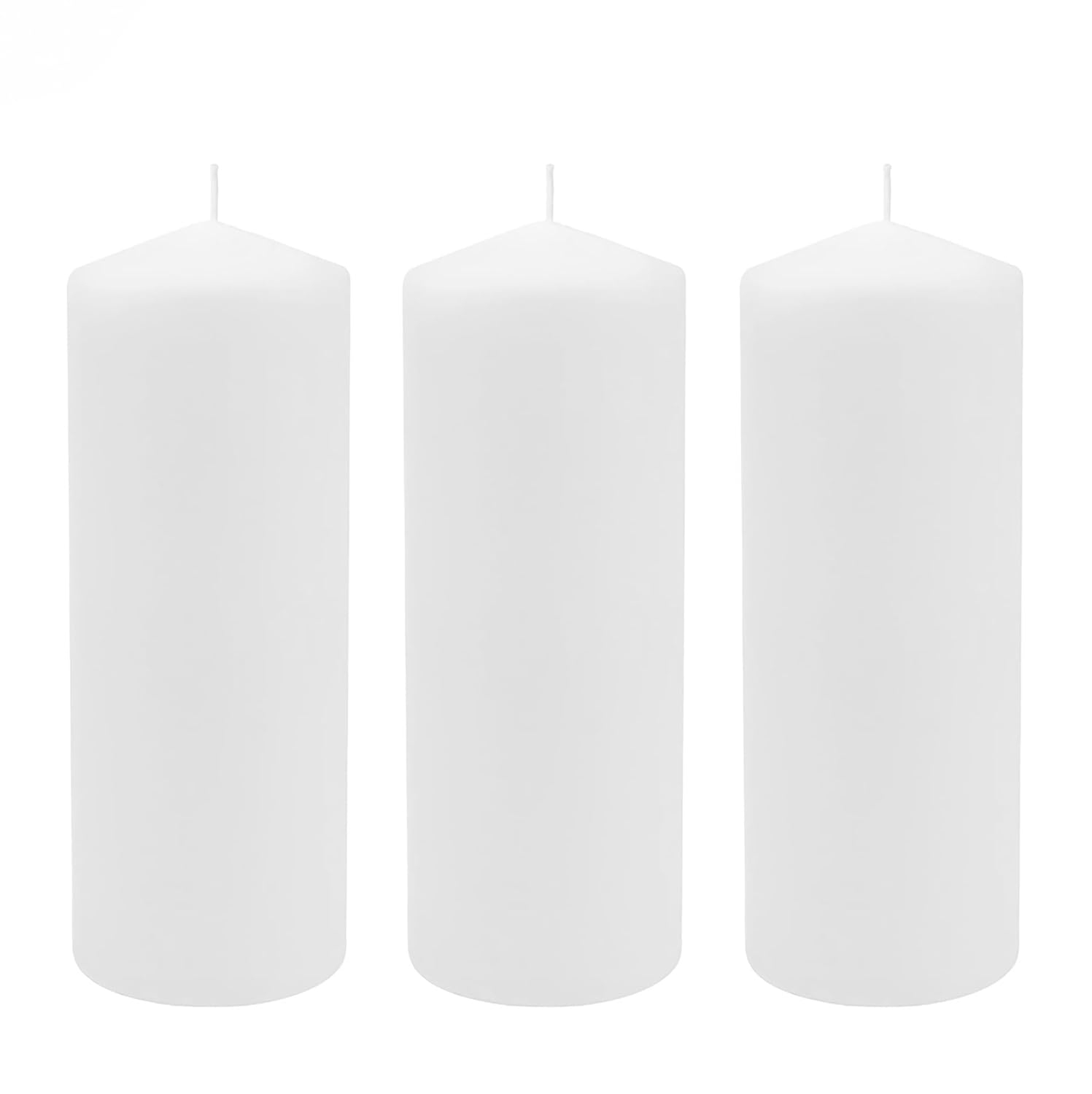 Stonebriar Collection Unscented White Pillar Candle, 3-Pack, 3” x 8", 80-Hour Burn Time