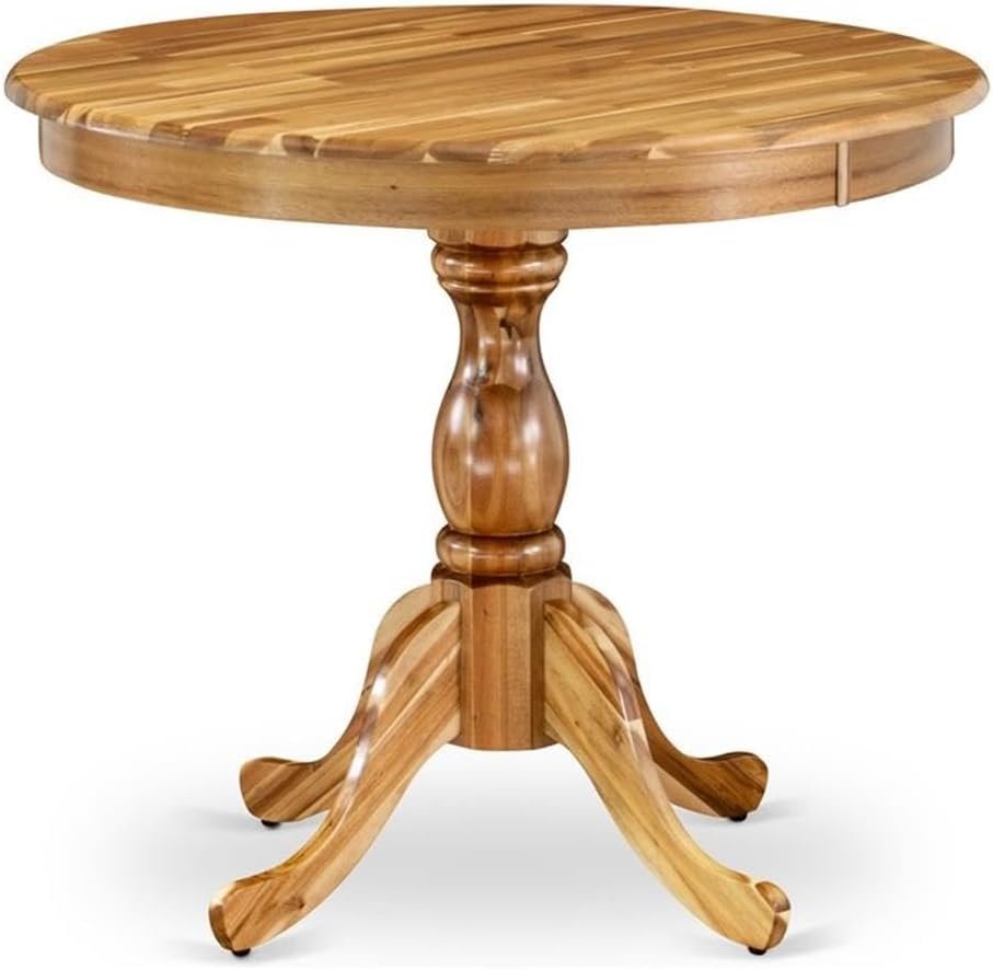 East West Furniture Antique Wood Dining Table with Pedestal Legs in Natural