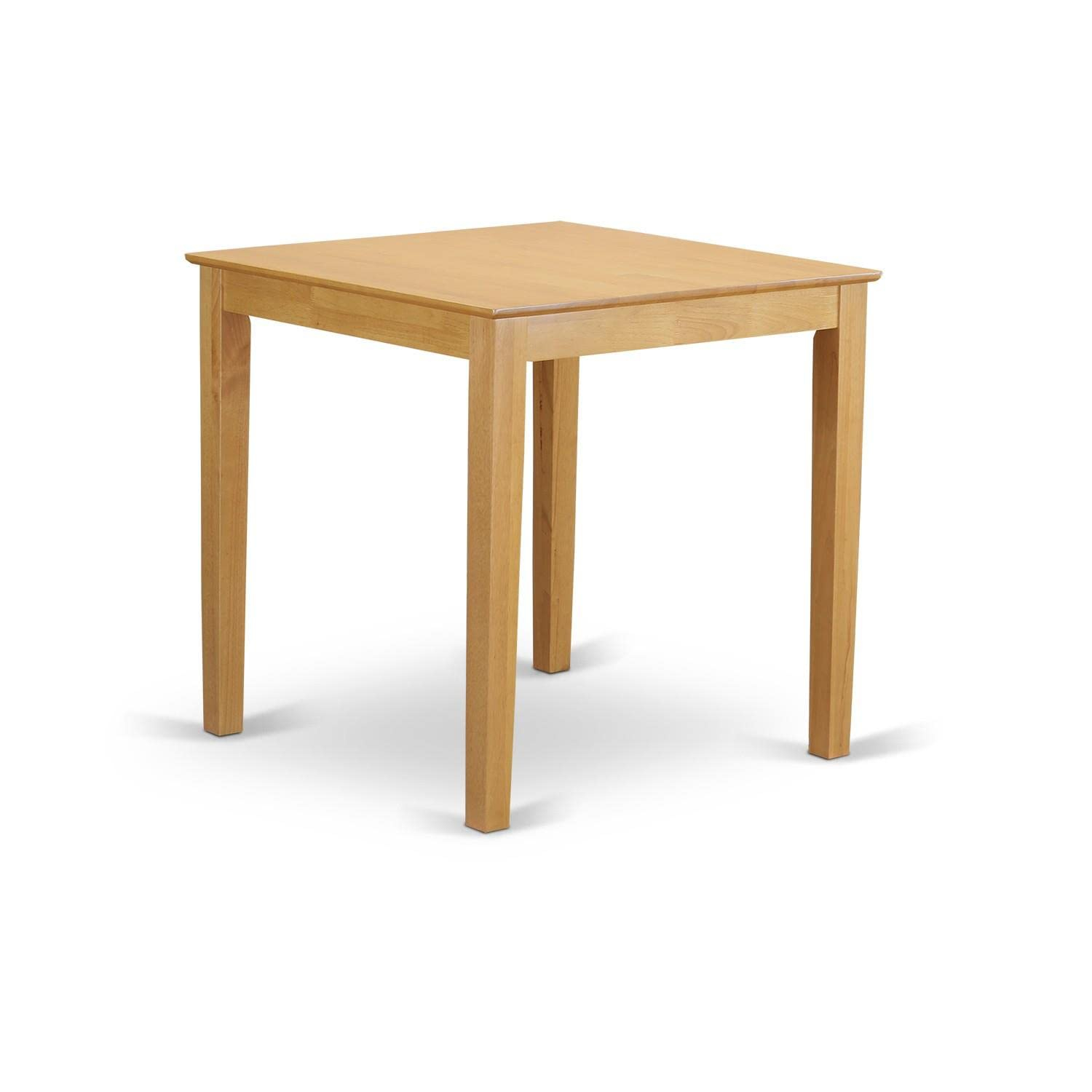 Oak Finish Square Pub Table with 2 Wooden Chairs