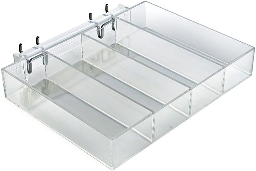 Azar Displays Four Compartment Tray for Peg/Slat/Counter, 2-Pack (Set of 2)