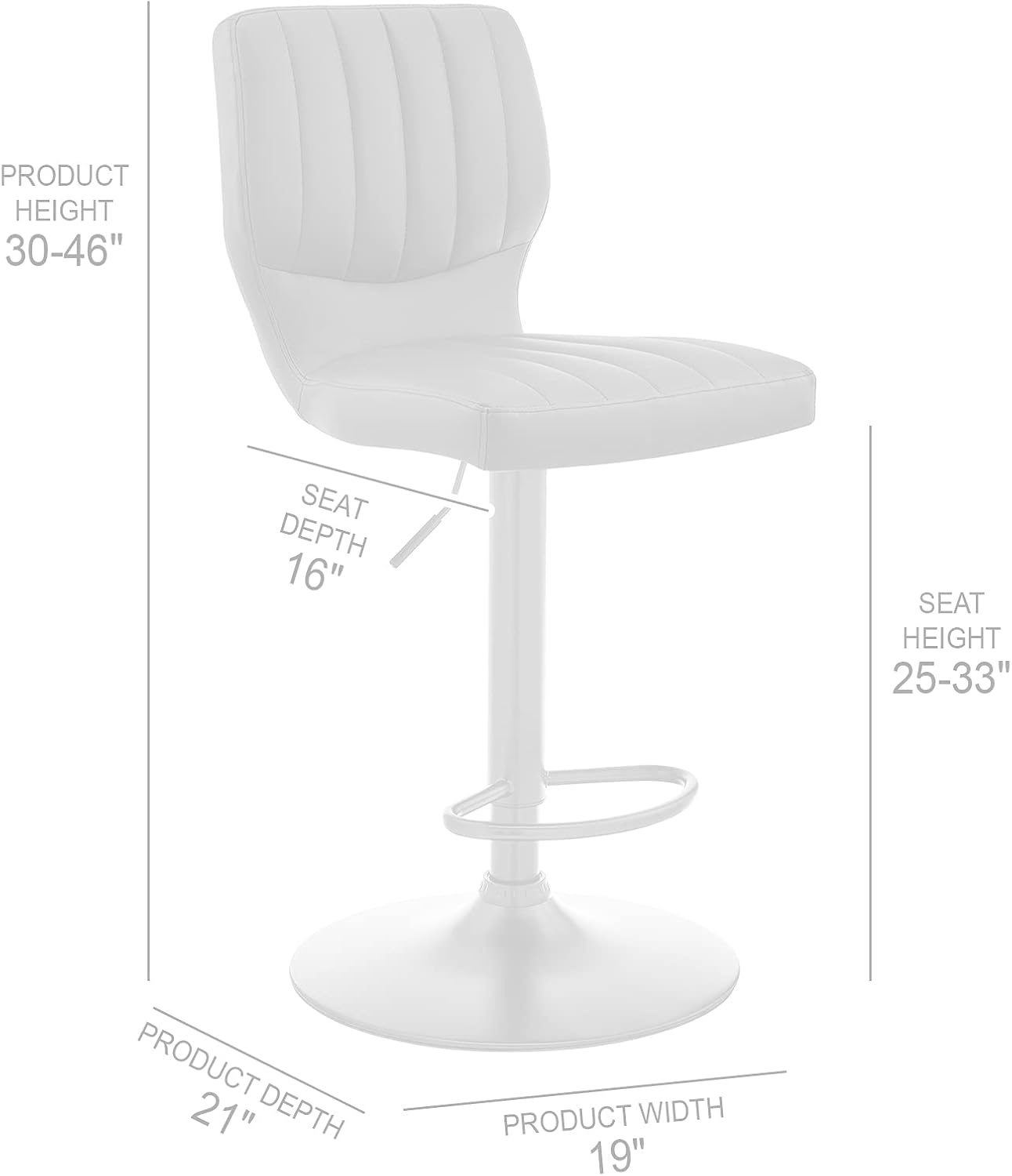 Contemporary Gray Leather Swivel Bar Stool with Adjustable Height